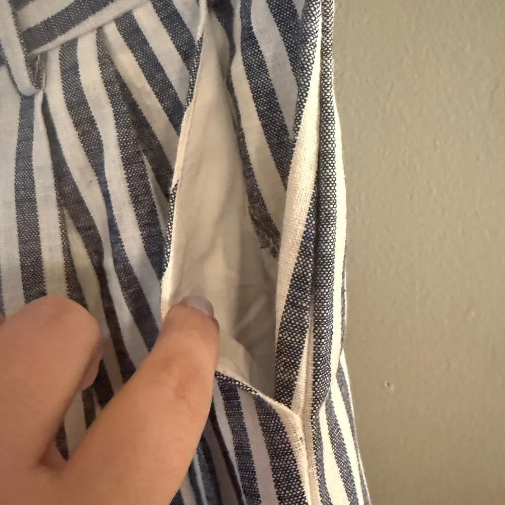 Aqua Striped Wide Leg Pants in Blue and White - Picture 3 of 10